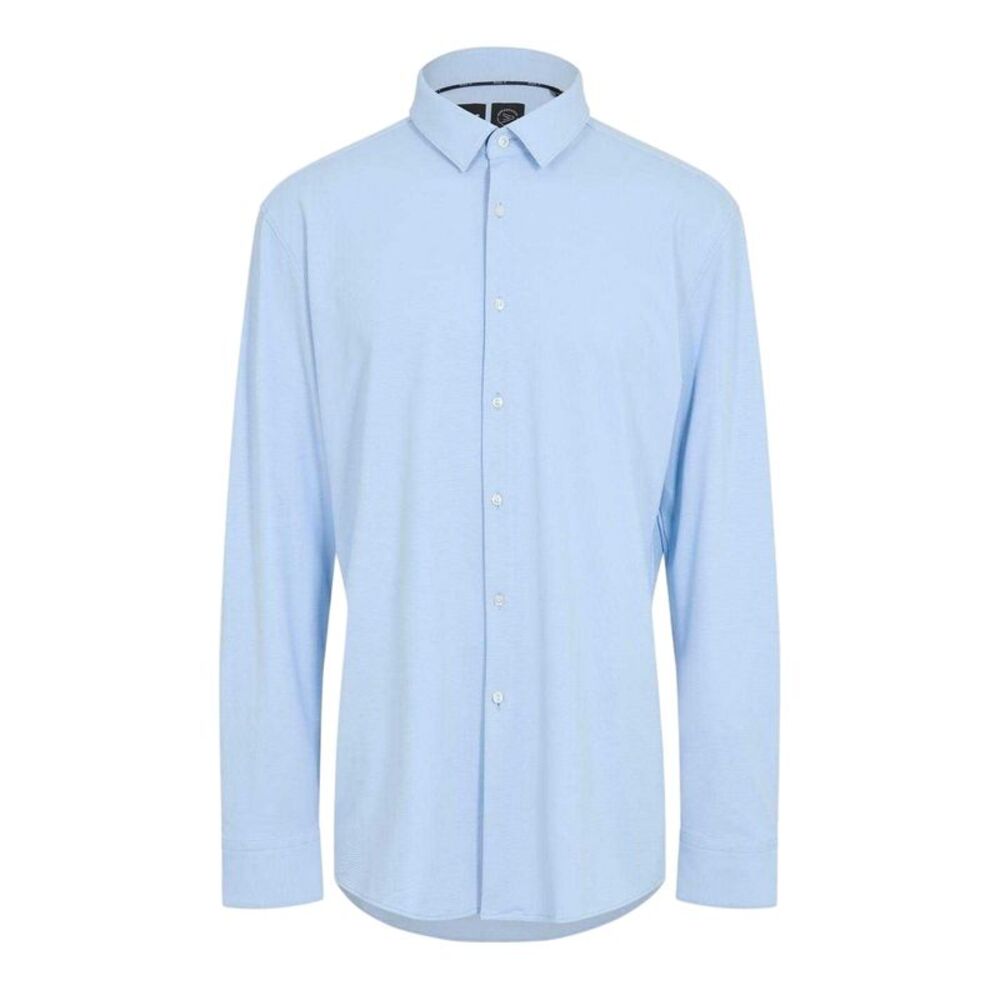 Boss Mens Plain Collared Regular Long-Sleeved Shirt / Light Blue